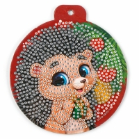 Алмазная мозаика на новый год для детей на подвеске &laquo;Ёжик&raquo;, 10 х 10 см, новогодний набор для творчества