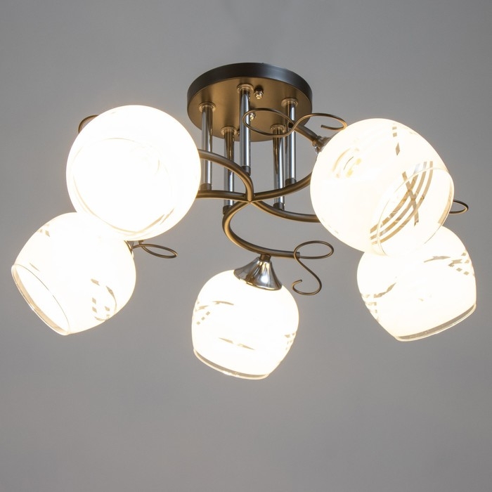 Люстра "Милава" 5хЕ27 40Вт чёрно-хромовый 62х62х27 см BayerLux