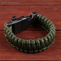 Браслет для выживания 3в1 (паракорд 2 м, свисток, огниво), тёмно-зелёный, 25.5 &times; 2.5 см, 3 м