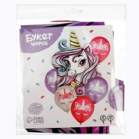Набор воздушных шаров &laquo;Единорог&raquo;, фольга, латекс, 6 шт.