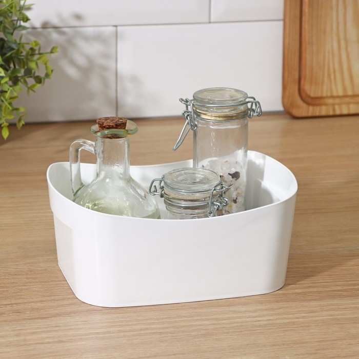 Корзинка для хранения без крышки, 1,6 л, 19&times;14&times;8 см, цвет белый