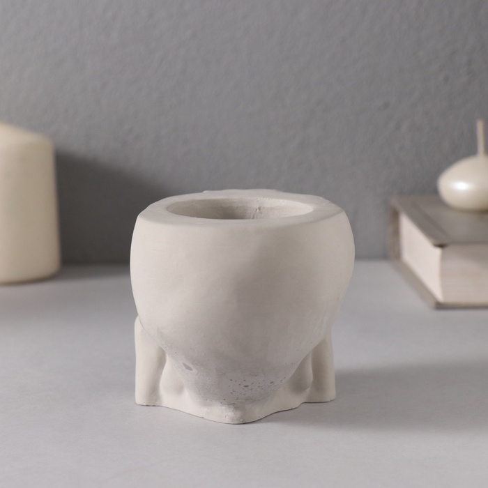 Подсвечник Подсвечник "Череп Прятки" 7*10см т.серый