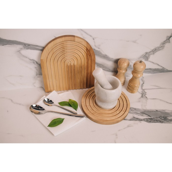 Ступка с толкушкой Magistro &laquo;Мрамор&raquo;, натуральный камень, цвет белый