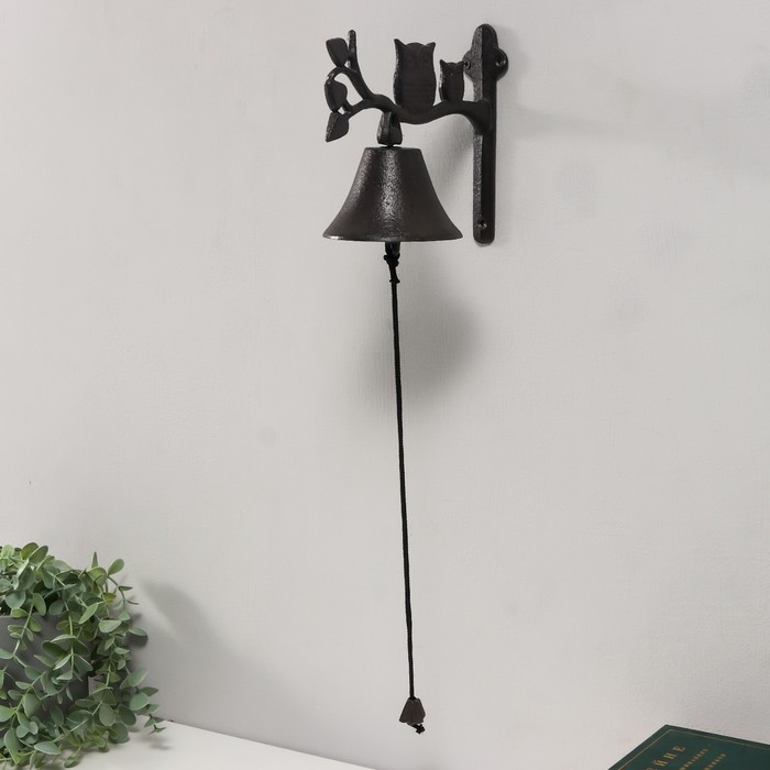 Колокол сувенирный чугун Колокол сувенирный чугун "Сова с совёнком на ветке" 20х10,5х17 см