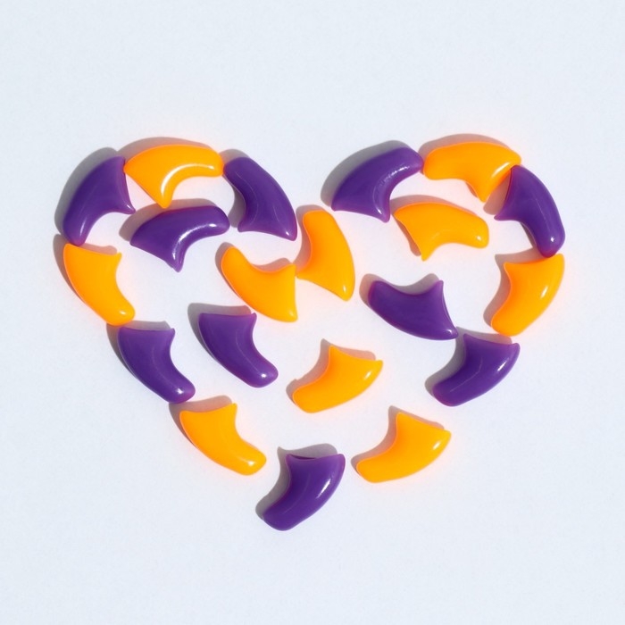 Когти накладные Когти накладные "Дуэт-Антицарапки" (20 шт), размер M, оранжевые-фиолетовые