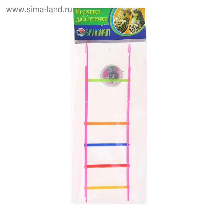Игрушка для птиц лестница с колокольчиком, микс цветов Игрушка для птиц лестница с колокольчиком, микс цветов
