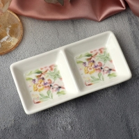 Менажница керамическая &laquo;Цветы&raquo;, 13.8 х 7 см, цвет белый