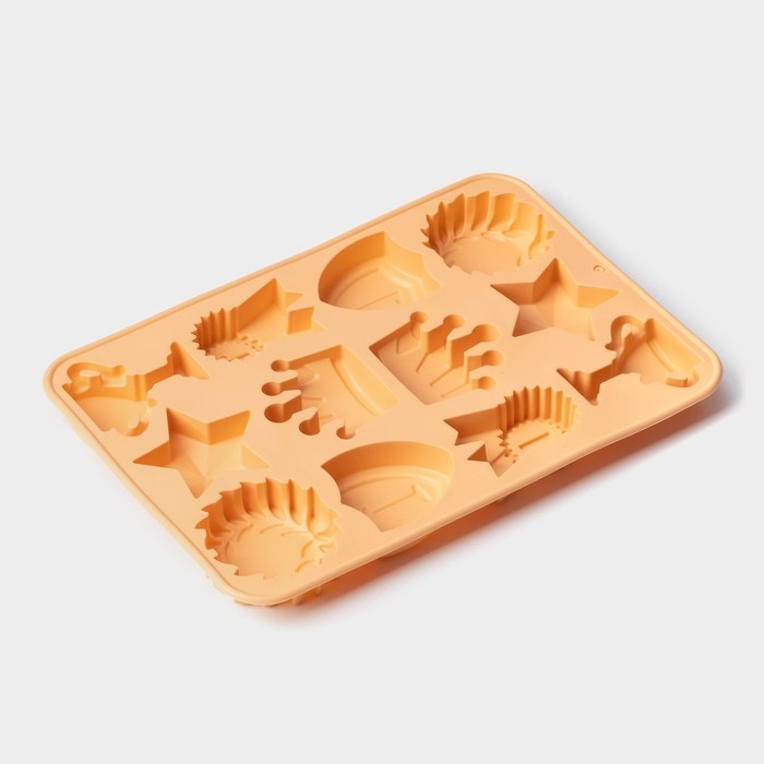 Форма для шоколада Доляна &laquo;Чемпион&raquo;, сиилкон, 12 ячеек, 24&times;16&times;2 см, цвет оранжевый