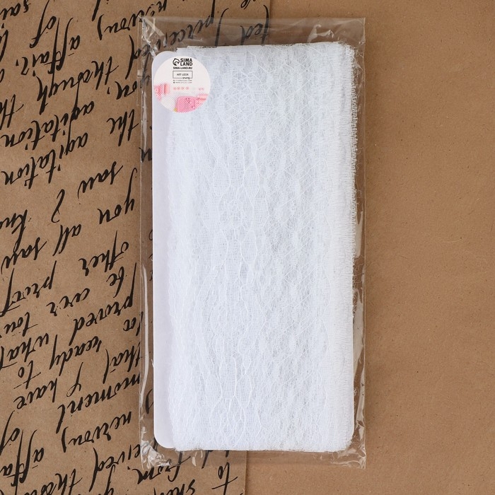 Кружево капроновое, 65 мм &times; 10 &plusmn; 1 м, цвет белый