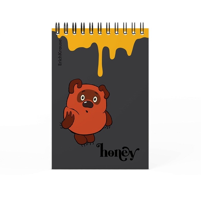 Блокнот на спирали А6, 60 листов, клетка, ErichKrause "Винни-Пух", картонная обложка, блок офсет, белизна 100%, МИКС