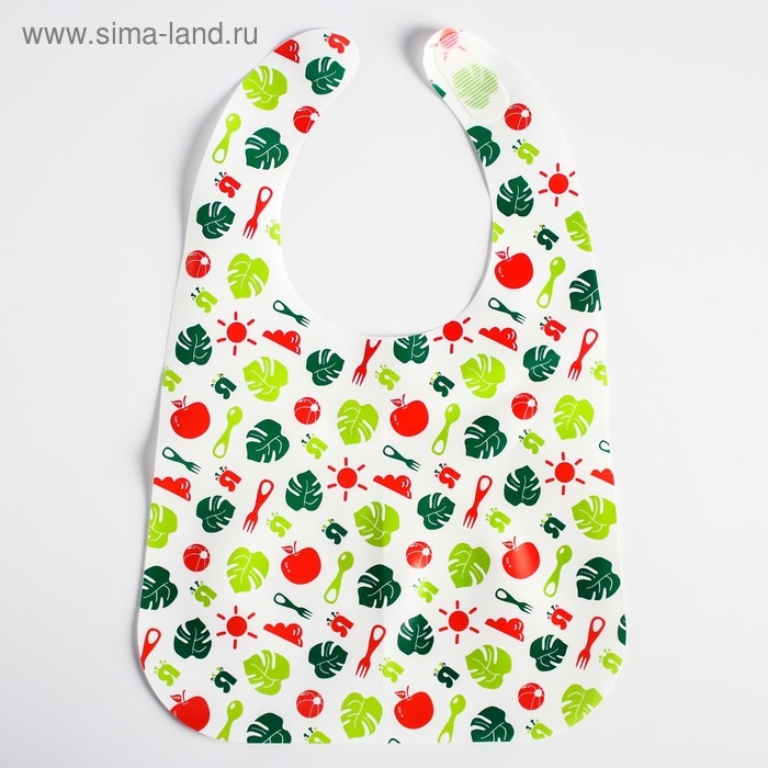 Нагрудник для кормления &laquo;Крошка Я&raquo; непромокаемый на липучке, цвет зеленый