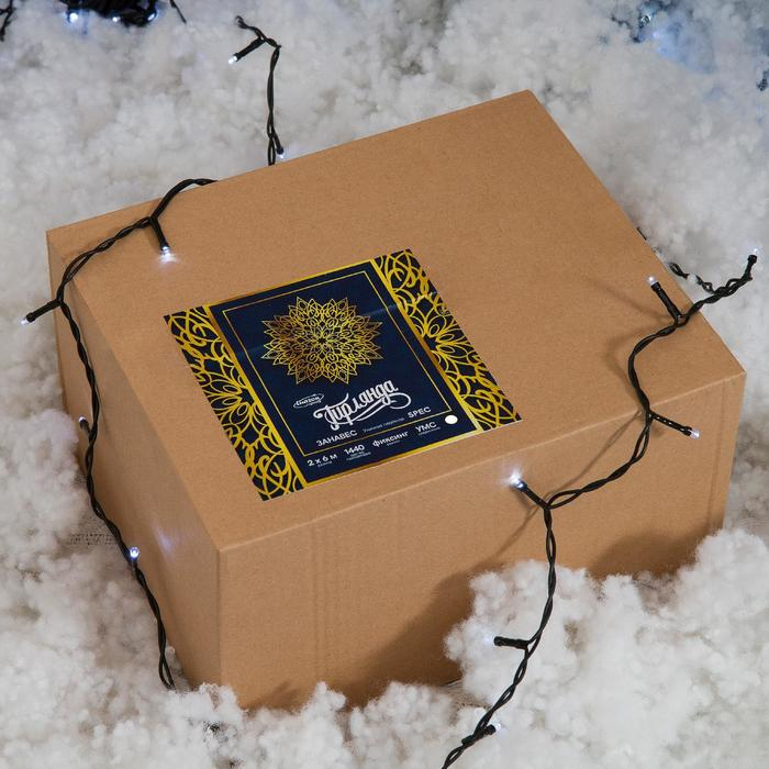 Гирлянда &laquo;Занавес&raquo; 2 &times; 6 м, IP44, УМС, тёмная нить, 1440 LED, свечение белое, мерцание, 220 В