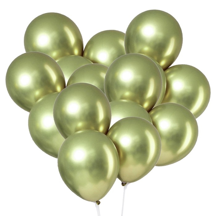 Шар латексный 12" &laquo;Хром&raquo;, металл, набор 5 шт., цвет салатовый