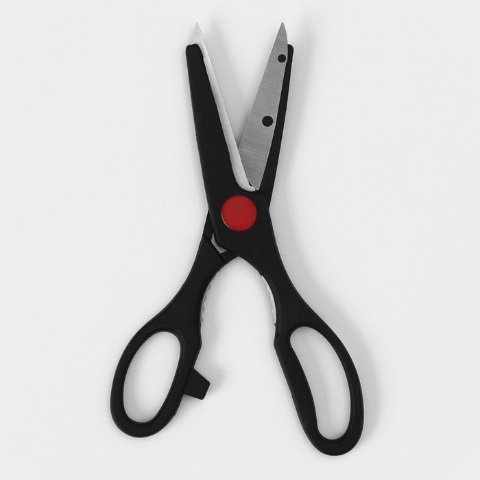 Набор ножей кухонных на подставке Доляна &laquo;Кронос&raquo;, 7 предметов: 5 ножей, мусат и ножницы, цвет чёрный