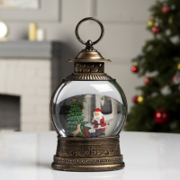 Светодиодная фигура &laquo;Дед Мороз у ёлки&raquo; 12.5 &times; 20 &times; 7.5 см, пластик, батарейки АААх3 (не в комплекте), USB, свечение тёплое белое