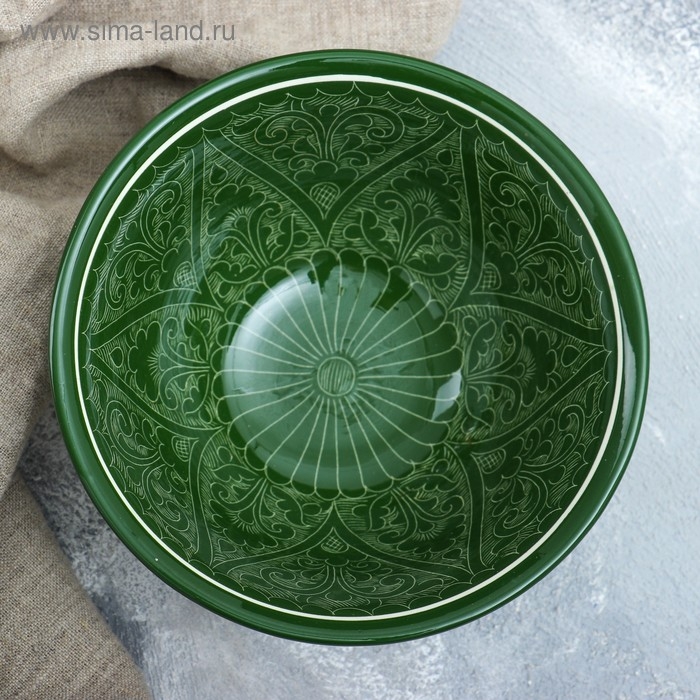 Коса Риштанская Керамика "Узоры", 18 см, большая, зелёная