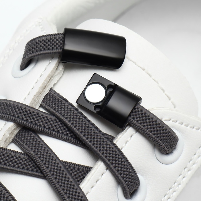 Фиксатор для шнурков, на магните, пара, размер 2,6 &times; 2 &times; 0,7 см, цвет чёрный