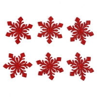 Новый год! Декор &laquo;Снежинки&raquo; на клеевой основе, набор 6 шт., цвет красный