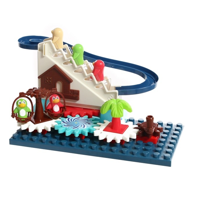 Конструктор развивающий с шестерёнками &laquo;Весёлые пингвинята&raquo;, 33 детали