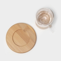 Сервиз чайный из стекла &laquo;Мадера&raquo;, 12 предметов: 6 кружек 100 мл, 6 бамбуковых подставок d=11 см