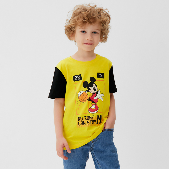 Футболка детская Mickey Микки Маус, рост 86-92, жёлтый Футболка детская Mickey Микки Маус, рост 86-92, жёлтый