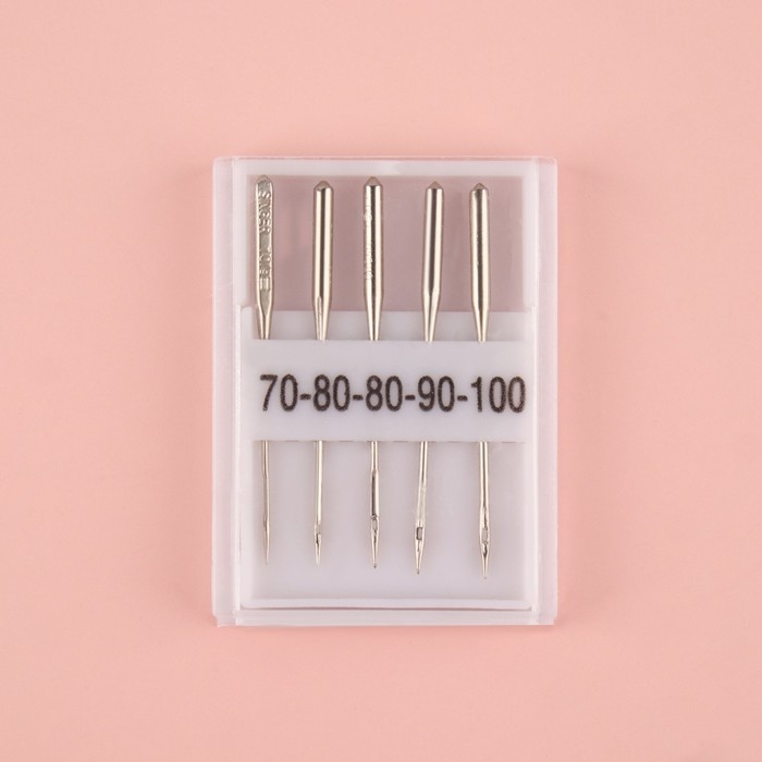 Набор для бытовых швейных машин: 4 шпульки, 5 игл 70, 80, 90, 100