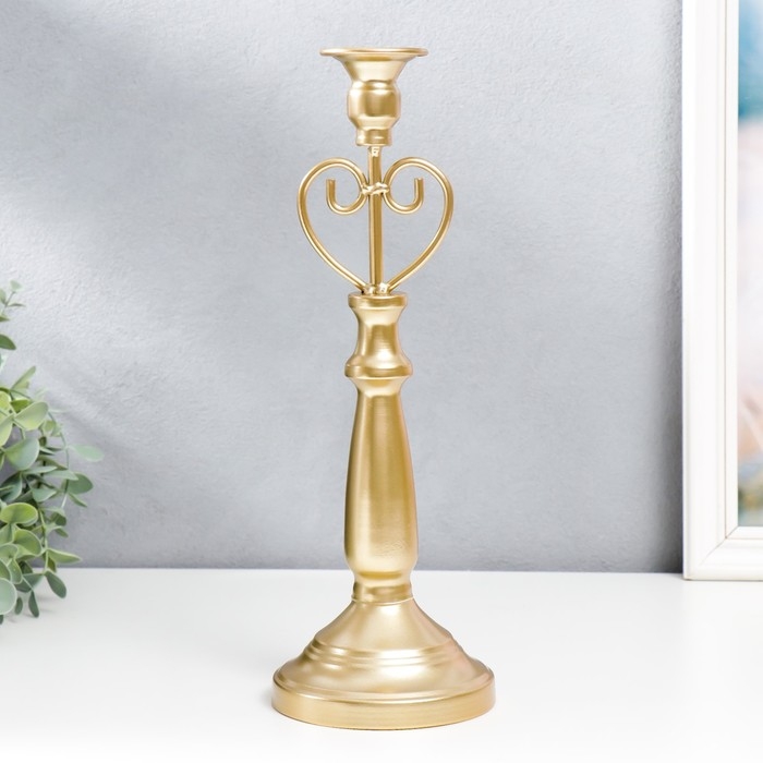 Подсвечник металл на 1 свечу Подсвечник металл на 1 свечу "Сердце" золотой 34х11,5х11,5 см