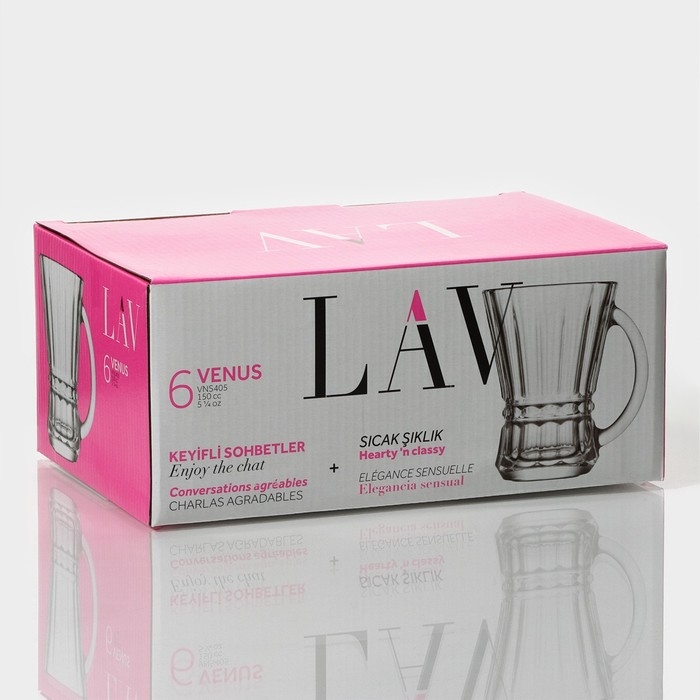 Набор стеклянных кружек Lav &laquo;Венера&raquo;, 150 мл, 8,7&times;7,1&times;9,5 см, 6 шт