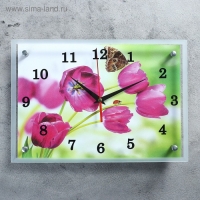 Часы-картина настенные, серия: Цветы, "Бабочка на цветке", 25х35 см Часы-картина настенные, серия: Цветы, "Бабочка на цветке", 25х35 см