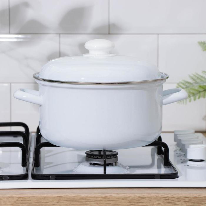 Кастрюля эмалированная без деколи, 3 л, индукция, цвет белый Кастрюля эмалированная без деколи, 3 л, индукция, цвет белый