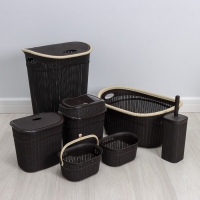 Набор для ванной комнаты 7 предметов: корзина 4 шт, корзина для белья, ведро для мусора, ёрш, цвет коричневый Набор для ванной комнаты 7 предметов: корзина 4 шт, корзина для белья, ведро для мусора, ёрш, цвет коричневый