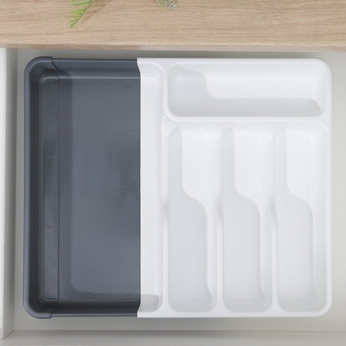 Лоток раздвижной, цвет белый/антрацит Лоток раздвижной, цвет белый/антрацит