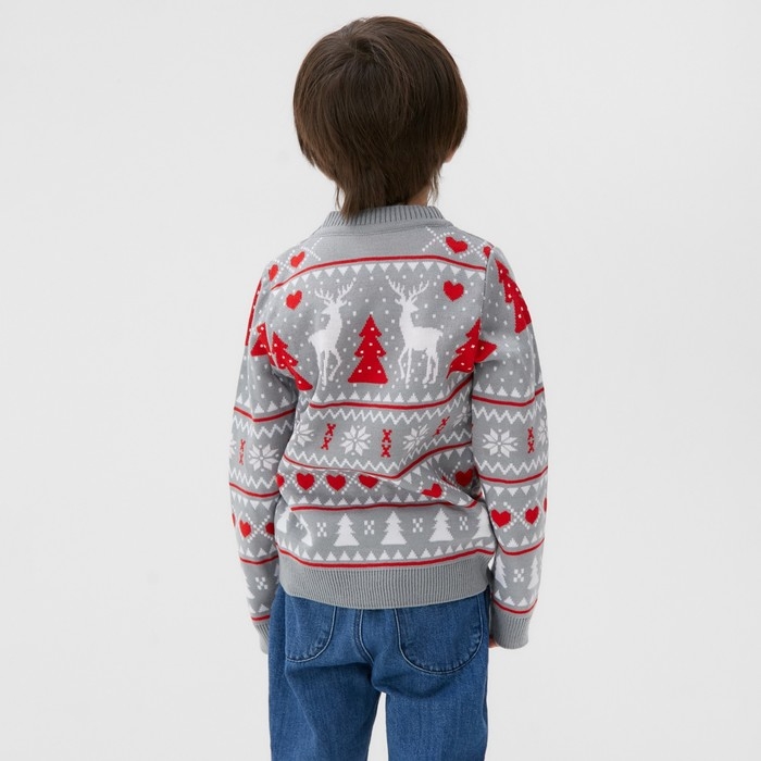 Джемпер вязаный детский KAFTAN Джемпер вязаный детский KAFTAN "Новогодний" размер 34, (122-128 см), серый