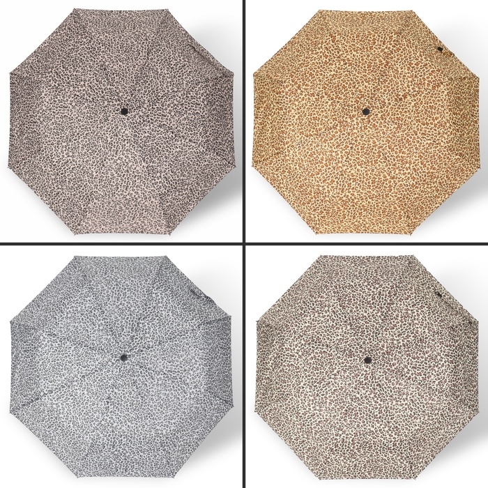 Зонт автоматический &laquo;Леопард&raquo;, эпонж, 3 сложения, 8 спиц, R = 48/55 см, D = 110 см, цвет МИКС