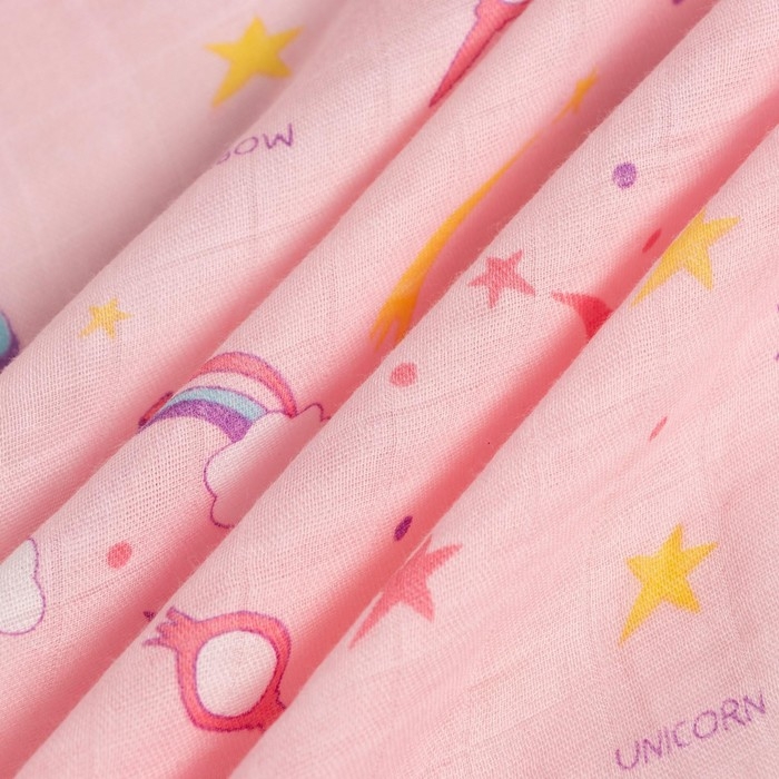 Пелёнка муслиновая Крошка Я &laquo;Единороги&raquo; 120х110 см, двухслойная, 70% бамбук, 30% хлопок