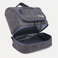 Косметичка, 2 отдела на молниях, цвет серый