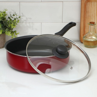 Сотейник &laquo;Эксперт&raquo;, 3,5 л, d=26 см, пластиковая ручка, стеклянная крышка, антипригарное покрытие, цвет бордовый