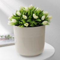 Кашпо для цветов со вставкой «Линель», 2,7 л, d=16 см, h=16 см, цвет бежевый Кашпо для цветов со вставкой «Линель», 2,7 л, d=16 см, h=16 см, цвет бежевый