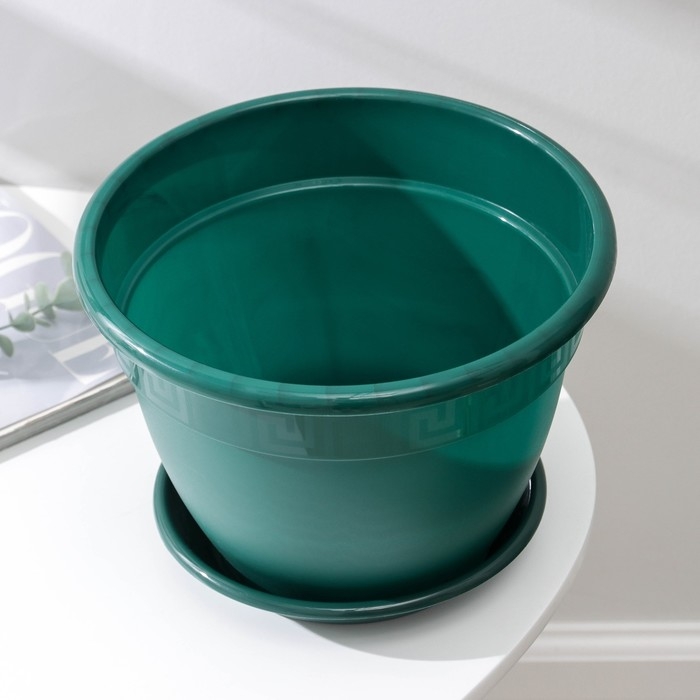 Горшок для цветов с поддоном &laquo;Антик&raquo;, 4.9 л, d=25 см, цвет малахит