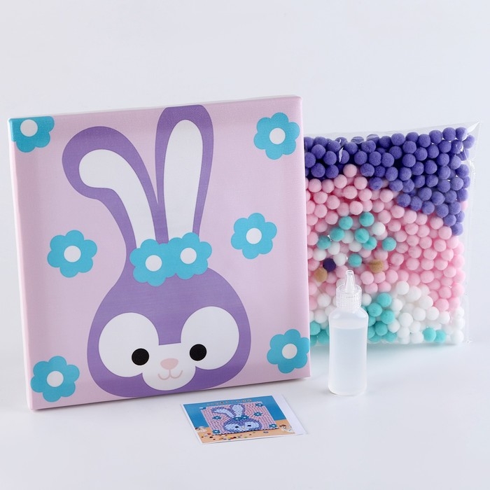 Аппликация помпошками &laquo;Зайчик&raquo;, размер &mdash; 20 &times; 20 см, клей 30 мл