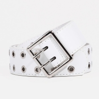 Ремень женский, ширина 4 см, люверсы, пряжка металл, цвет белый Ремень женский, ширина 4 см, люверсы, пряжка металл, цвет белый