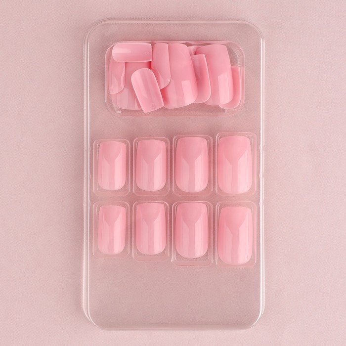 Накладные ногти &laquo;Нюд&raquo;, 24 шт, клеевые пластины, форма квадрат, цвет глянцевый нежно-розовый