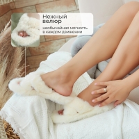 Тапочки женские с открытым носом размер 40, цвет молочный Тапочки женские с открытым носом размер 40, цвет молочный