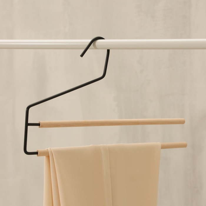 Вешалка для брюк и юбок SAVANNA Wood, 36&times;21,5&times;1,1 см, многоуровневая, цвет чёрный