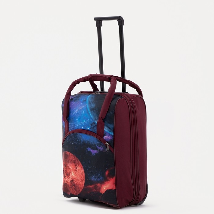 Чемодан малый 20", сумка дорожная на молнии, цвет фиолетовый