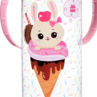 Бутылочка для кормления &laquo;Зайка, пончик&raquo;, классическое горло, 250мл., от 3 мес., цилиндр, с ручками