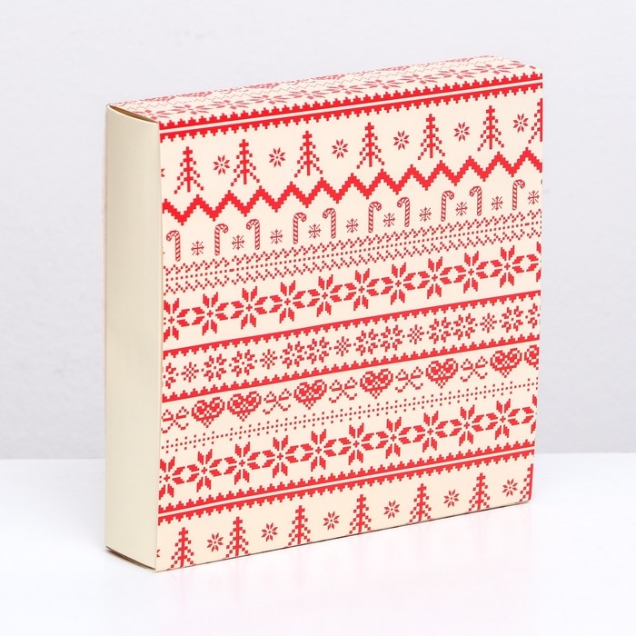 Новый год. Коробка под 8 конфет и шоколадки, 17,7х17,7х3,8 см, кондитерская упаковка