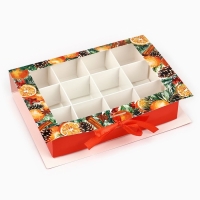 Коробка под 12 конфет с ячейками &laquo;Аромат праздника&raquo; 18.8 х 13.5 х 3.5 см, Новый год
