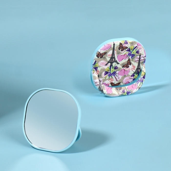Зеркало карманное &laquo;Узор&raquo;, с подставкой, 8 &times; 8 см, цвет фиолетовый