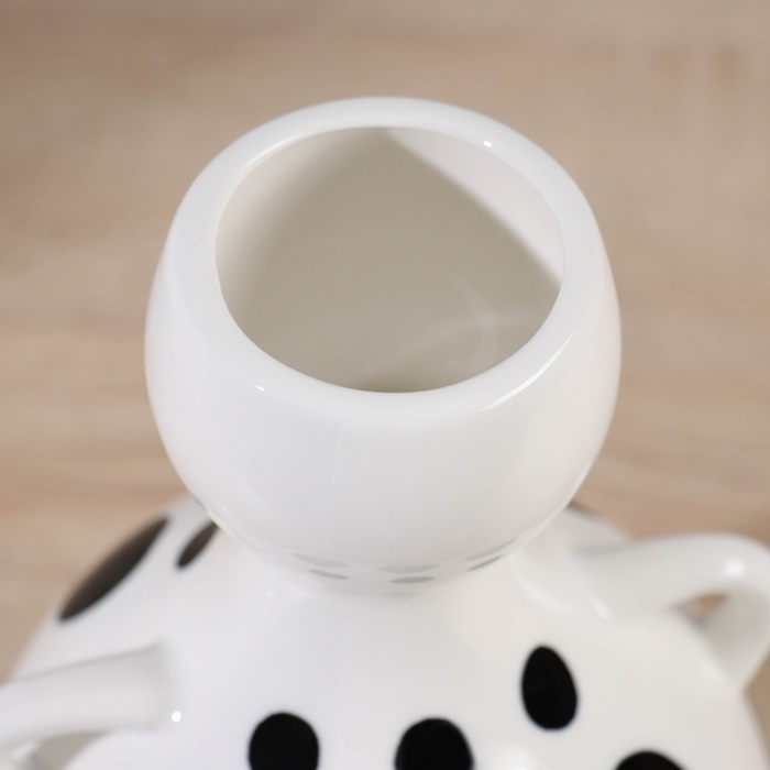 Ваза керамика настольная "Пикассо" (ручная роспись) крупный горох, 22х12 см, чёрно-белый